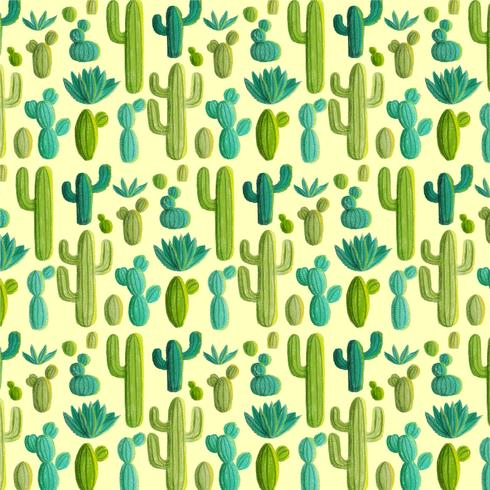 Vector Hand Drawn Cactus Pattern