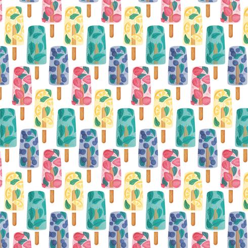 Vector Fruit Ice Cream Seamless Pattern