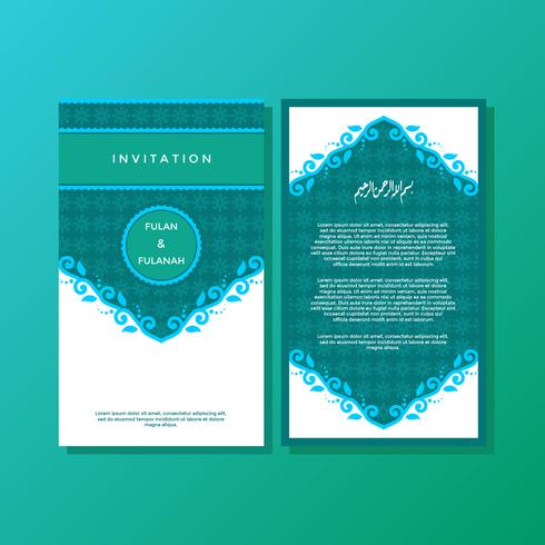 Green Ornamental Islamic Style Invitation Template Vector