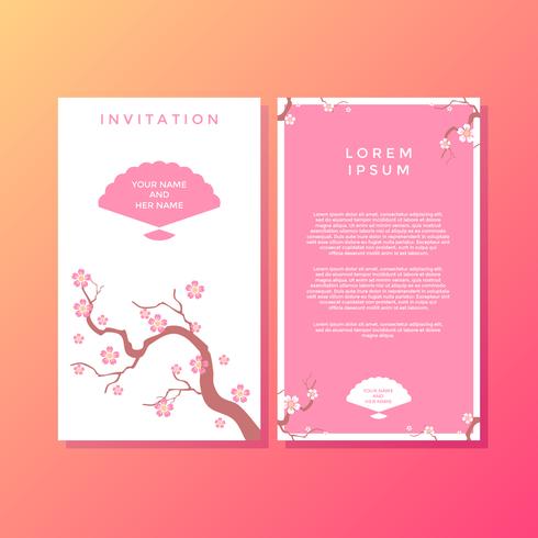 vector de plantilla de invitación de estilo japonés sakura