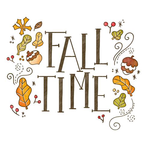 Cute Autumn Background With Leaves And Lettering vector