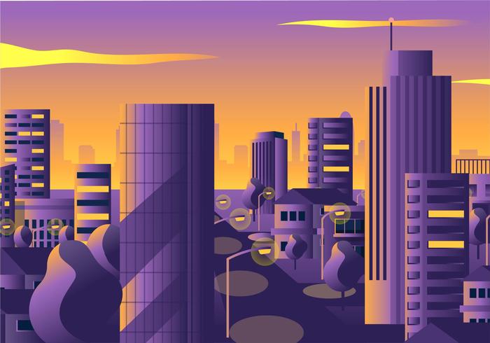 Paisaje urbano Sunset vector