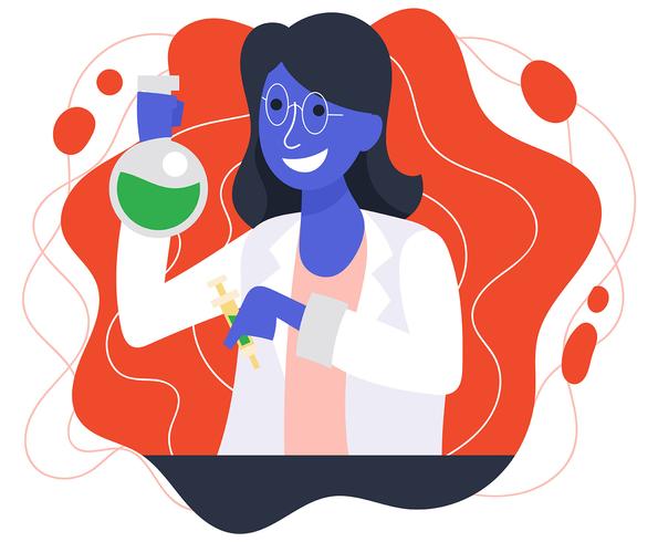 Ilustración de mujer científico vector