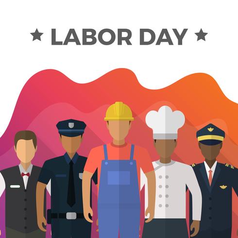 Flat Labor Day With Gradient Background Vector Illustration