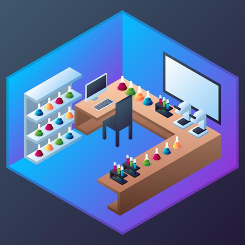 Isometric Interior Of Science Laboratory vector