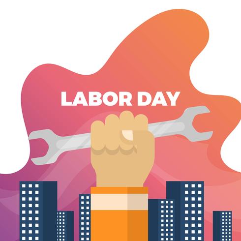 Flat Labor Day With Building Gradient Background vector