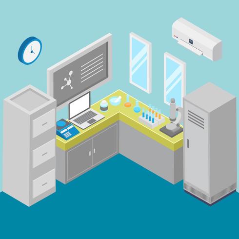 Laboratory With Isometric Style Vector Illustration