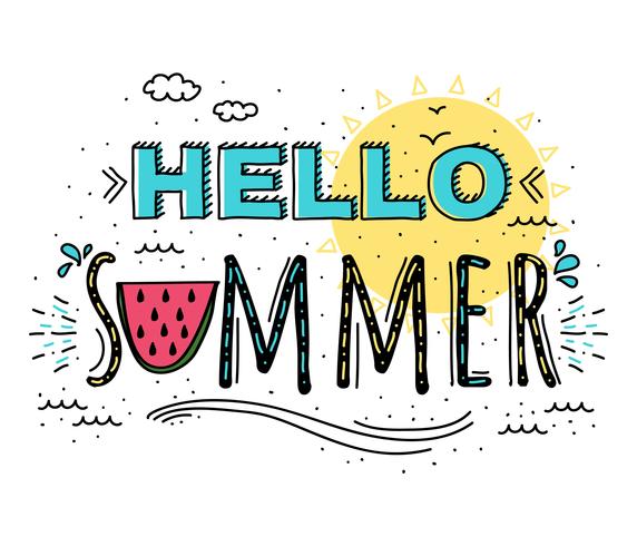 Hello Summer Typography Vector