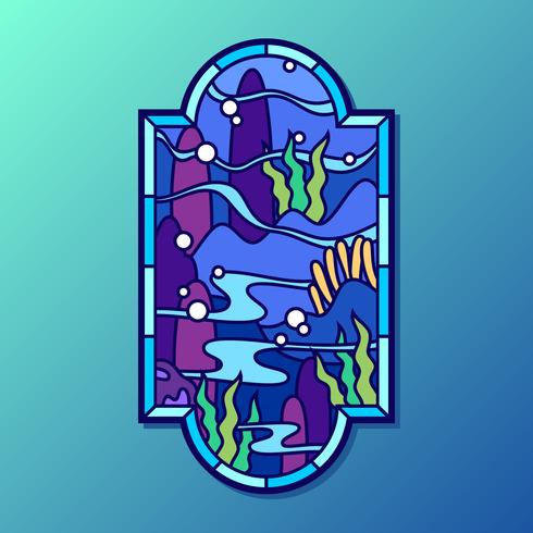 Under Sea Stained Glass Window Vector