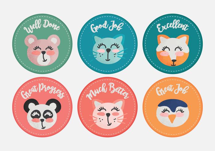 Vector Cute Animals Teacher Reward Stickers