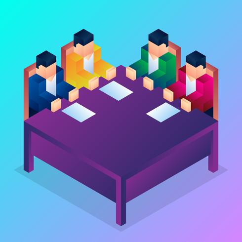 Isometric Business People Team Work Process Illustration vector