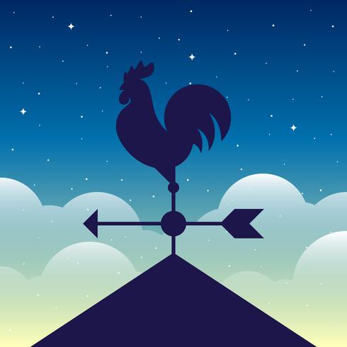 Weather Vane Silhouette On Weather Vane Silhouette vector