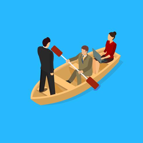 Isometric Teamwork Boat vector