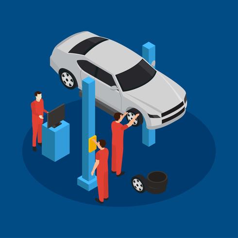 Isometric Teamwork Garage Vector