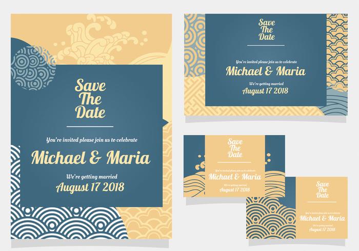 Invitación de boda con estilo japonés vector