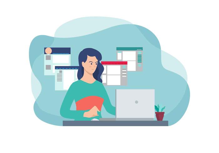 Female Developer Vector Illustration