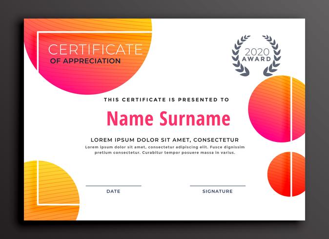 Modern Colorful Certificate Template Design Download Free Vector Art