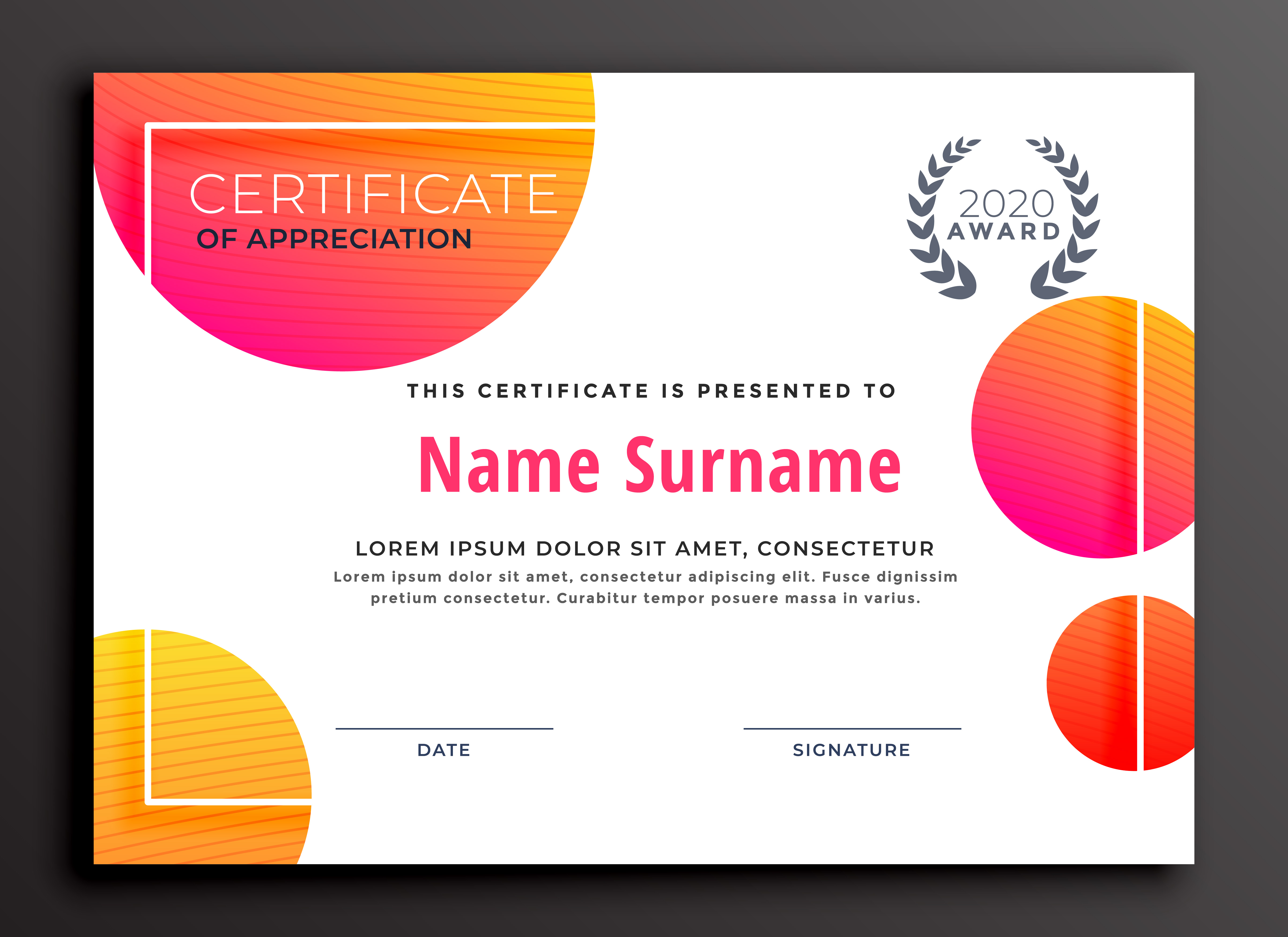 Modern Colorful Certificate Template Design Download Free Vector Art 