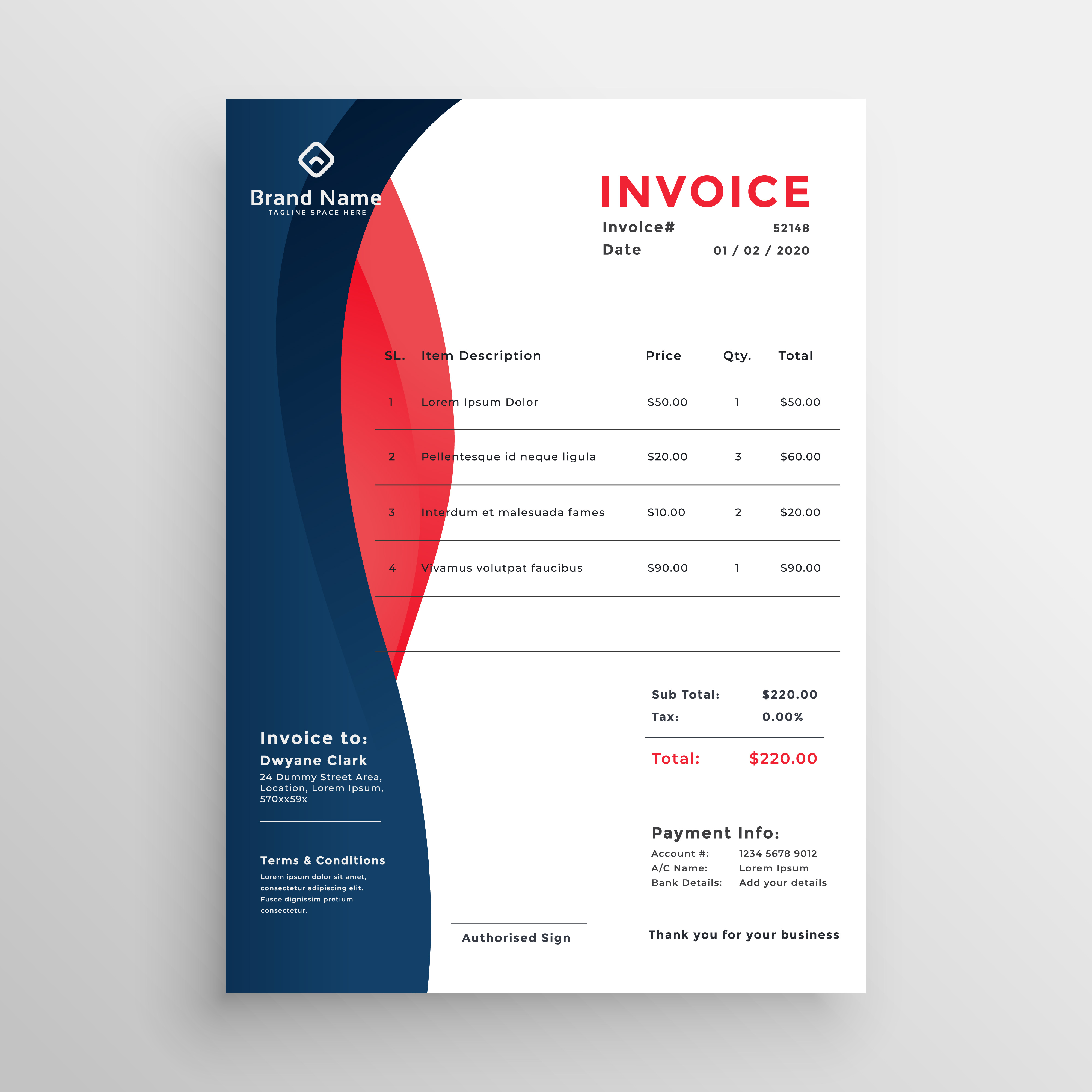 Professional customer invoice professional invoice design limotrace