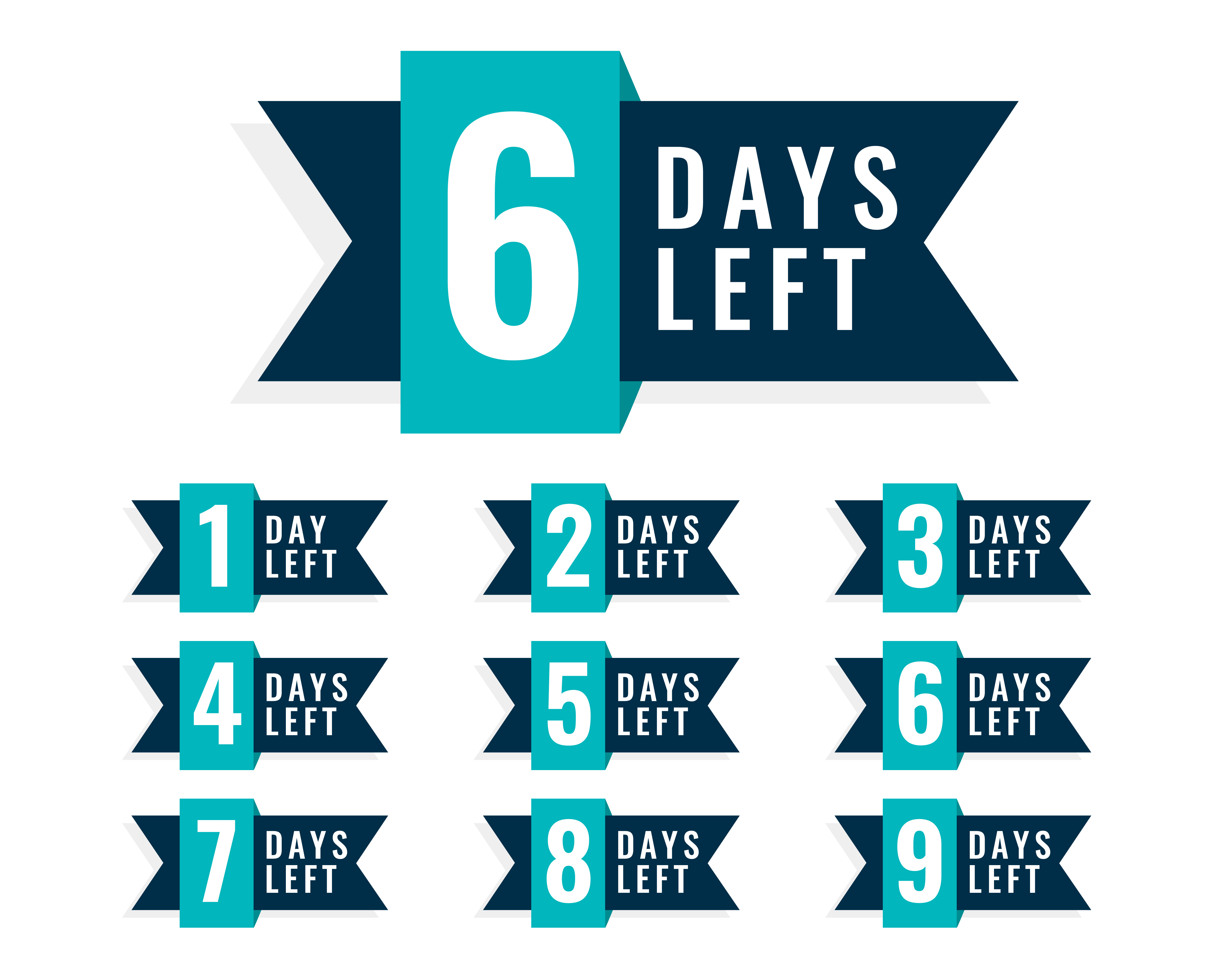 6 days left. Days left. 1 day left. 8 days left. 5 days left.