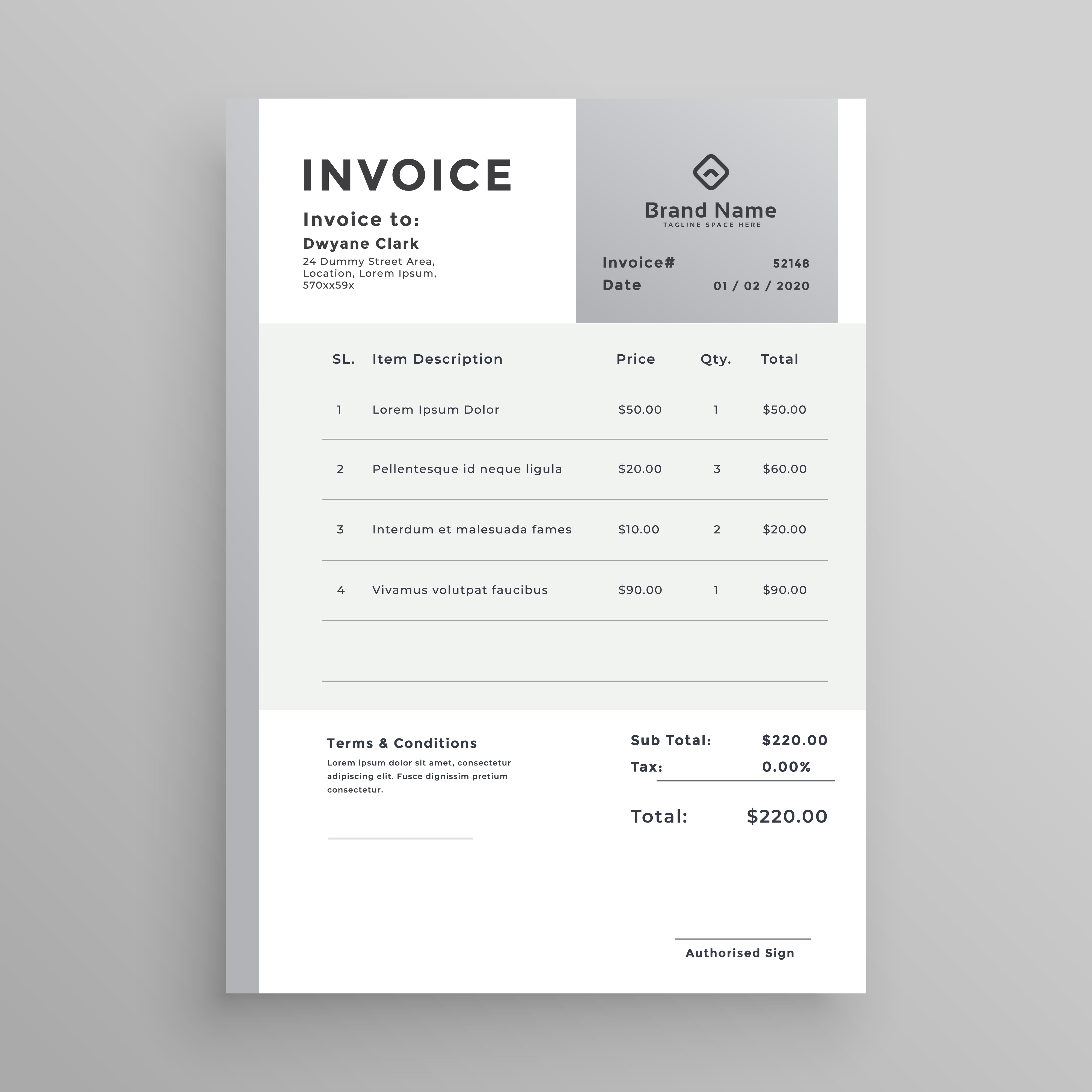 invoice template for designers