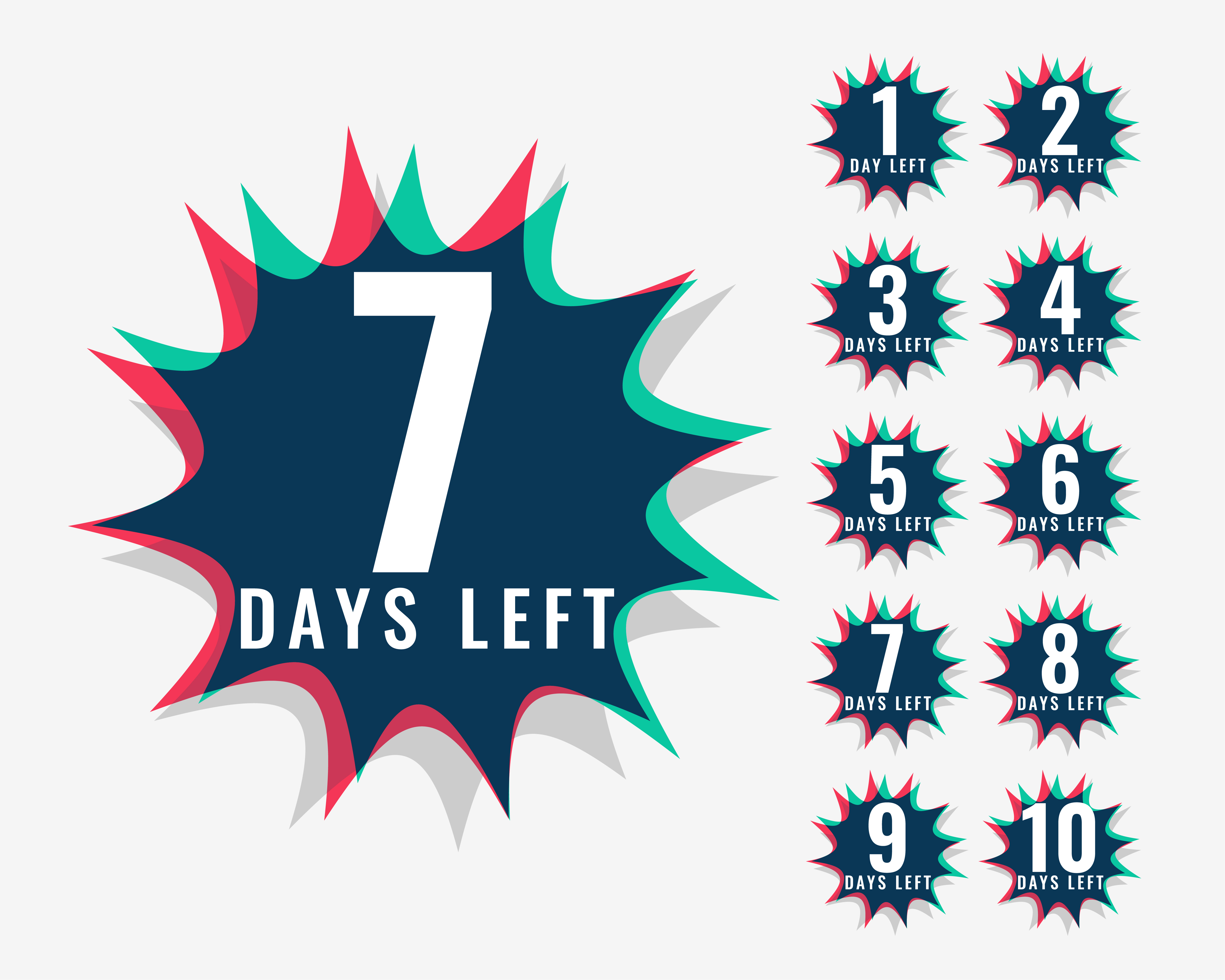 6 days left. 7 days left. 12 days left. 1 day left. symbols of leftists.