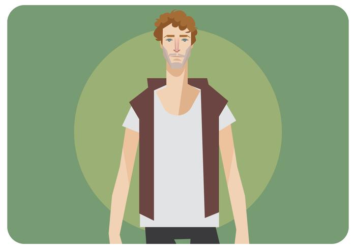 Curly Man With Blank T-Shirt Vector