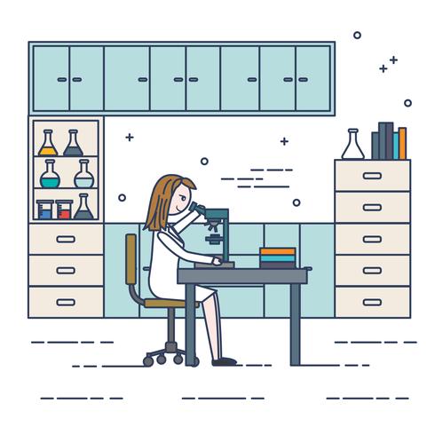 Female Scientist Vector Illustration