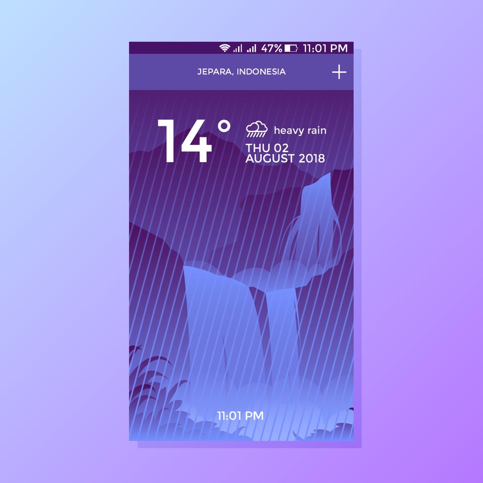 Heavy Rain Weather App Screen Vector 229437 Vector Art at Vecteezy