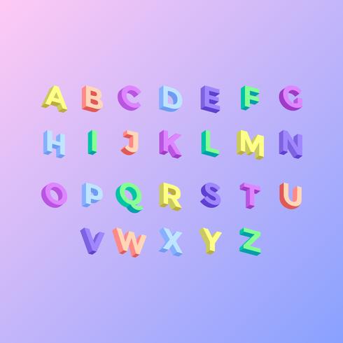 3D colorido escuela temática alfabeto Vector