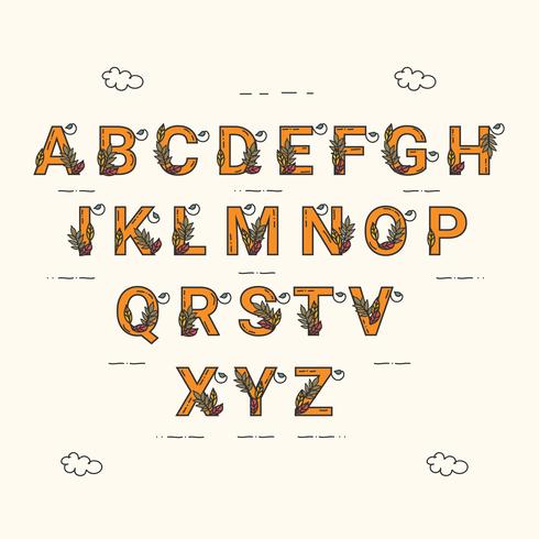 Hand Drawn Autumn Alphabet Vector