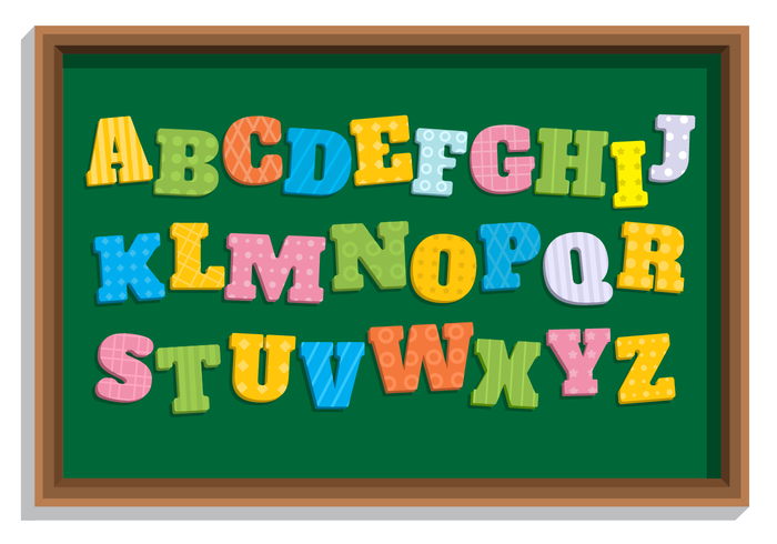 Flat Style School Themed Alphabet vector