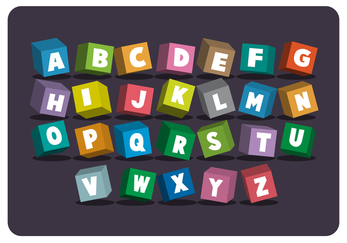 3D Style School Themed Alphabet vector