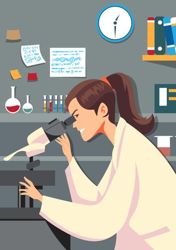 Mujer, científico, en, laboratorio vector