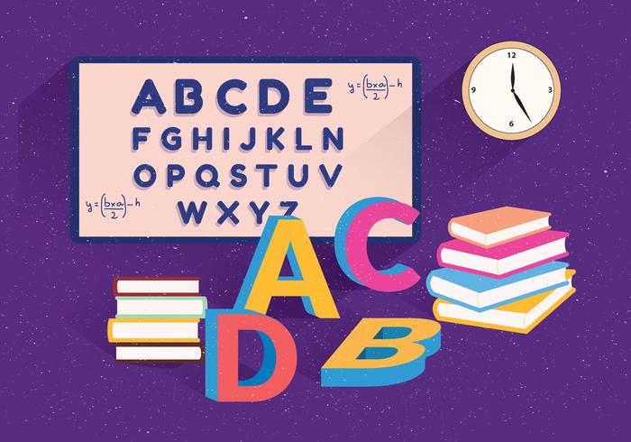 School Themed Alphabet Vector