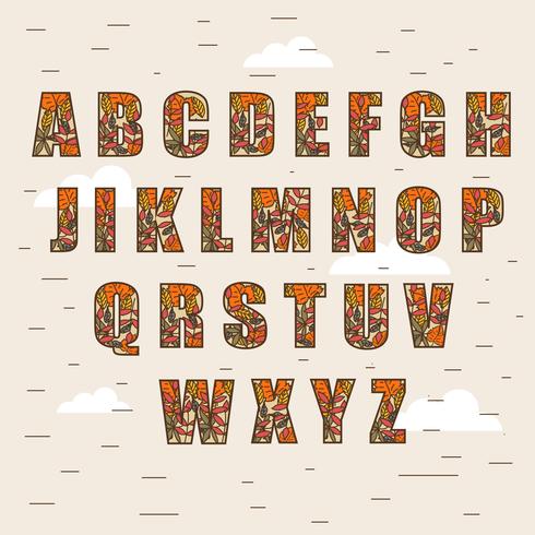 Autumn Alphabet Vector Illustration