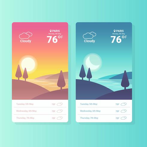 Weather App Screens Vector