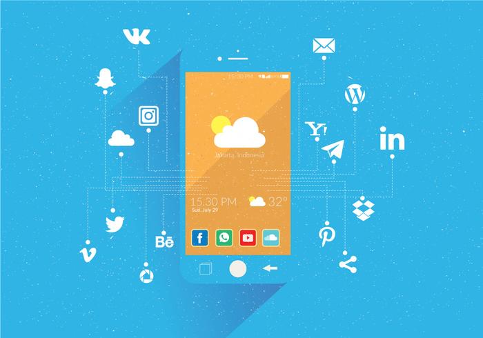 Social Media Icons Set Blue Background Vector.ai vector