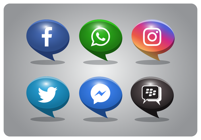 conjunto de iconos de redes sociales de estilo burbuja vector