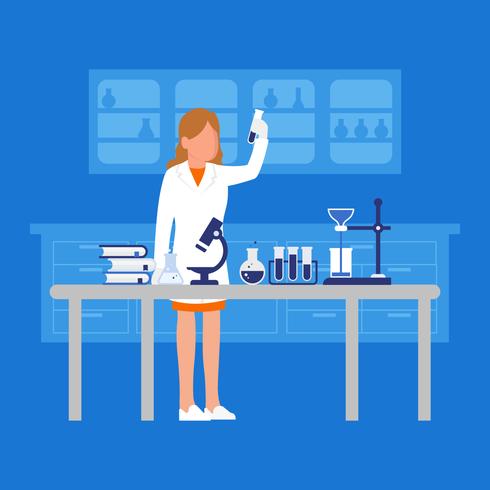 Female Scientist Vector Illustration