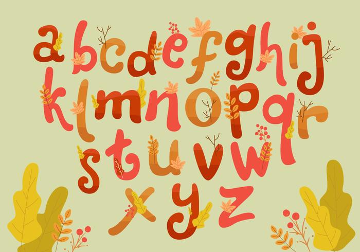 Autumn Hand Drawn Style Lettering Vector Set Alphabet