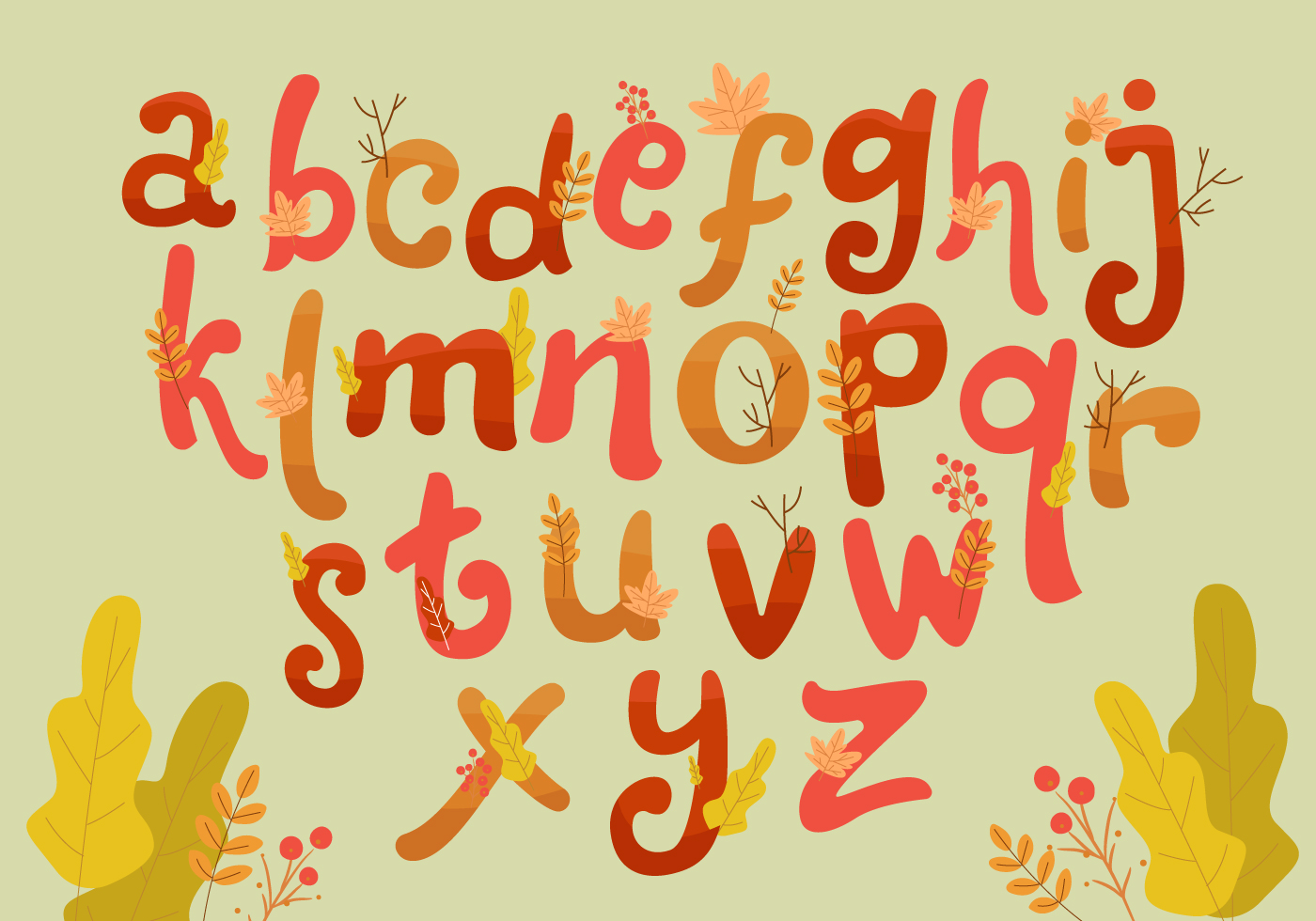 Autumn Hand Drawn Style Lettering Vector Set Alphabet 229499 Vector Art