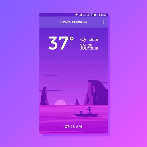 Fishing Weather App Screen Design Vector