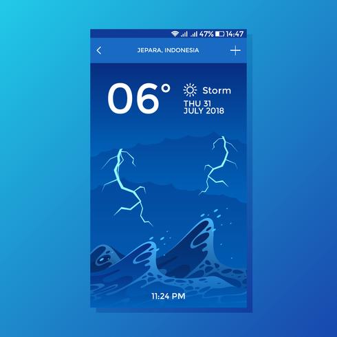 Storm Wave Background Weather App Vector de diseño de pantalla