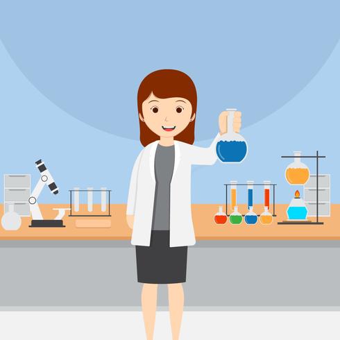 Female Scientist Vector Illustration