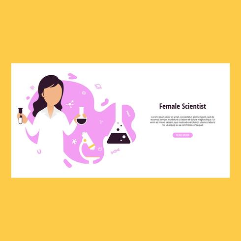 Mujer científico Vector Banner