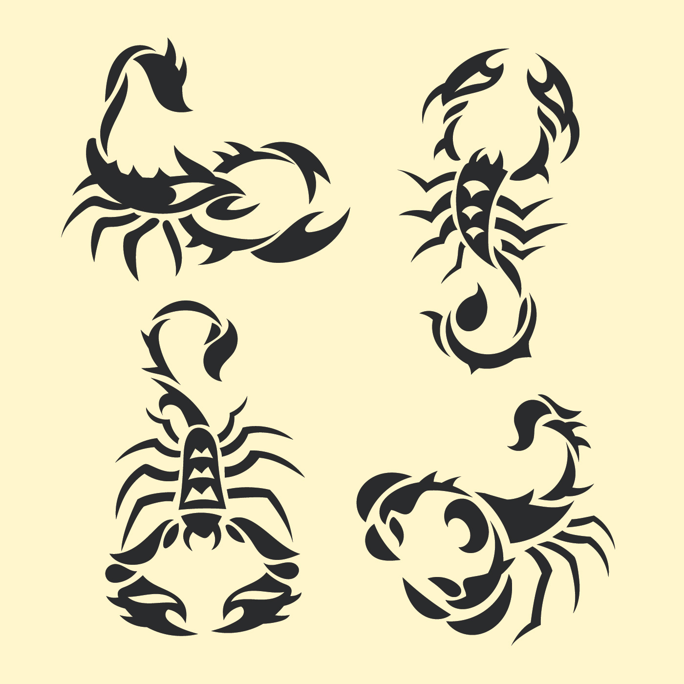 Set of Tribal Scorpion Tattoo Download Free Vector Art 