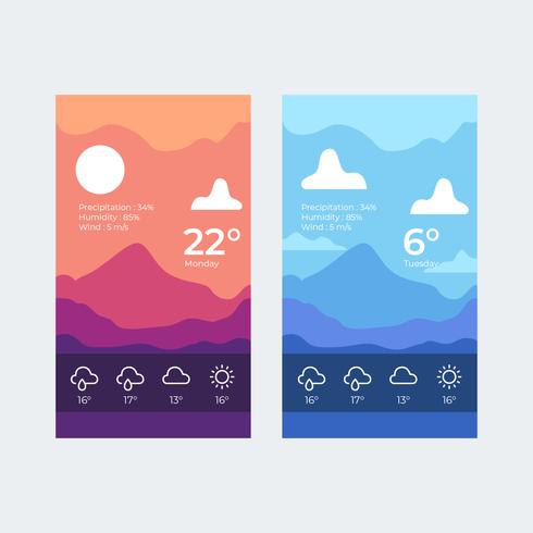 Pantalla de aplicación meteorológica vector