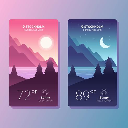 Weather App Screens Vector