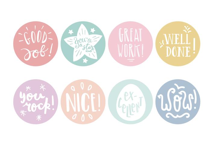 Round Pastel Teacher Reward Stickers vector